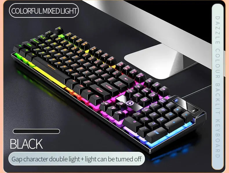 104 Keys Gaming Keyboard Wired Keyboard Color Matching Backlit Mechanical Feel Computer E-sports Peripherals for Desktop Laptop Deals 4 U  Gaming Accessories Deals 4 U