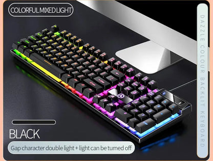 104 Keys Gaming Keyboard Wired Keyboard Color Matching Backlit Mechanical Feel Computer E-sports Peripherals for Desktop Laptop Deals 4 U  Gaming Accessories Deals 4 U