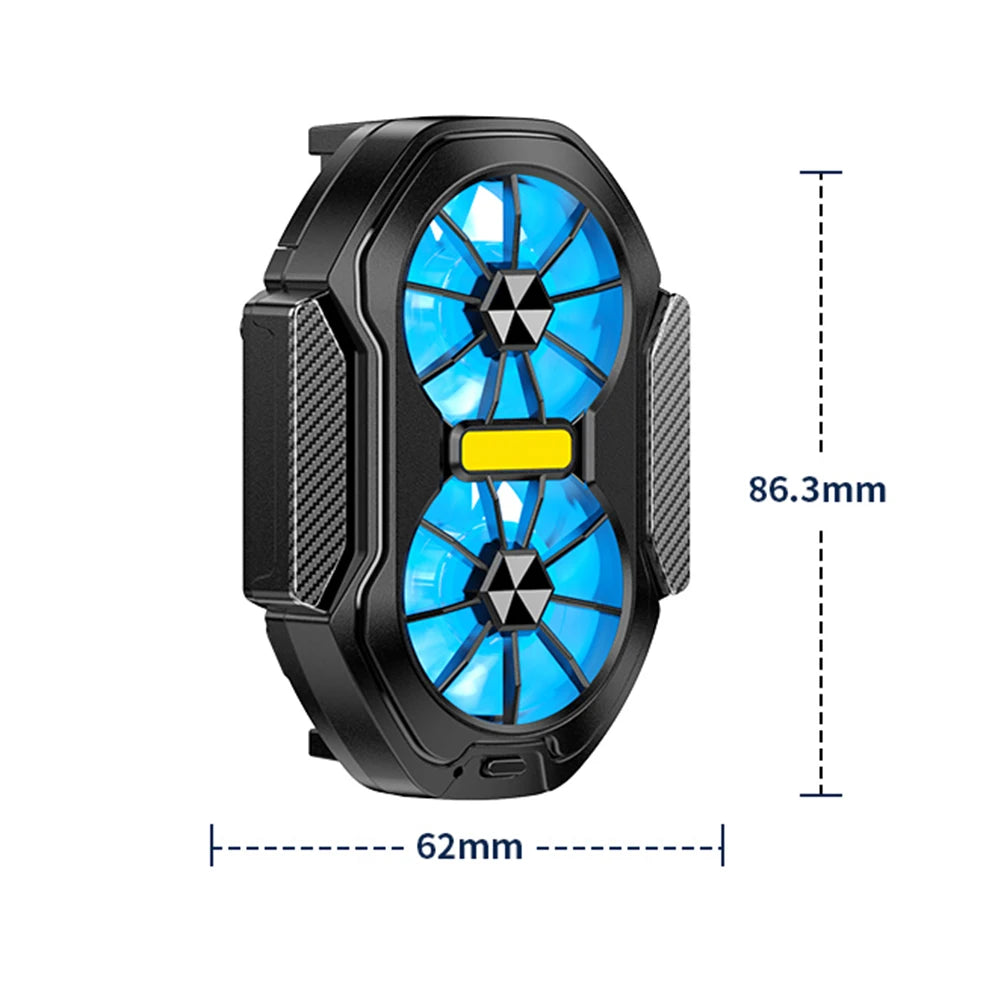 Dual Fan Mobile Phone Cooler Plug-in/Rechargeable Phone Cooler Air Cooling Type-C with Blue Light for Android Smartphones iPhone Deals 4 U   Deals 4 U