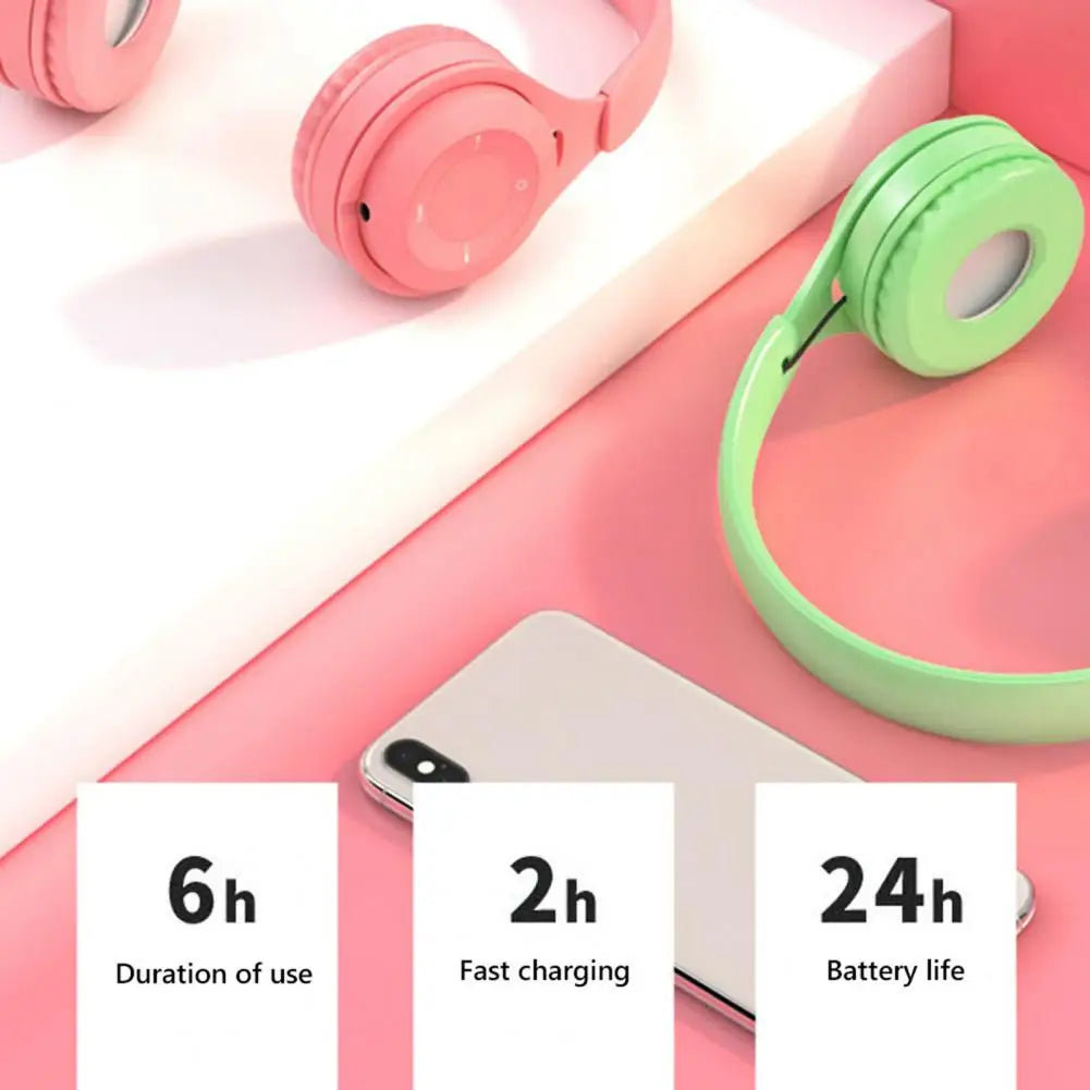 Wireless Bluetooth Headphone  Macaron Headphones Stereo Headband Gaming Headset with Mic Gamer Girl Gift for Mobile Tablet