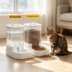 4L Large Capacity Automatic Cat Feeder & Waterer Set | Gravity Pet Food Dispenser for Cats & Dogs | BPA-Free & Non-Electric Safe Deals 4 U   Deals 4 U