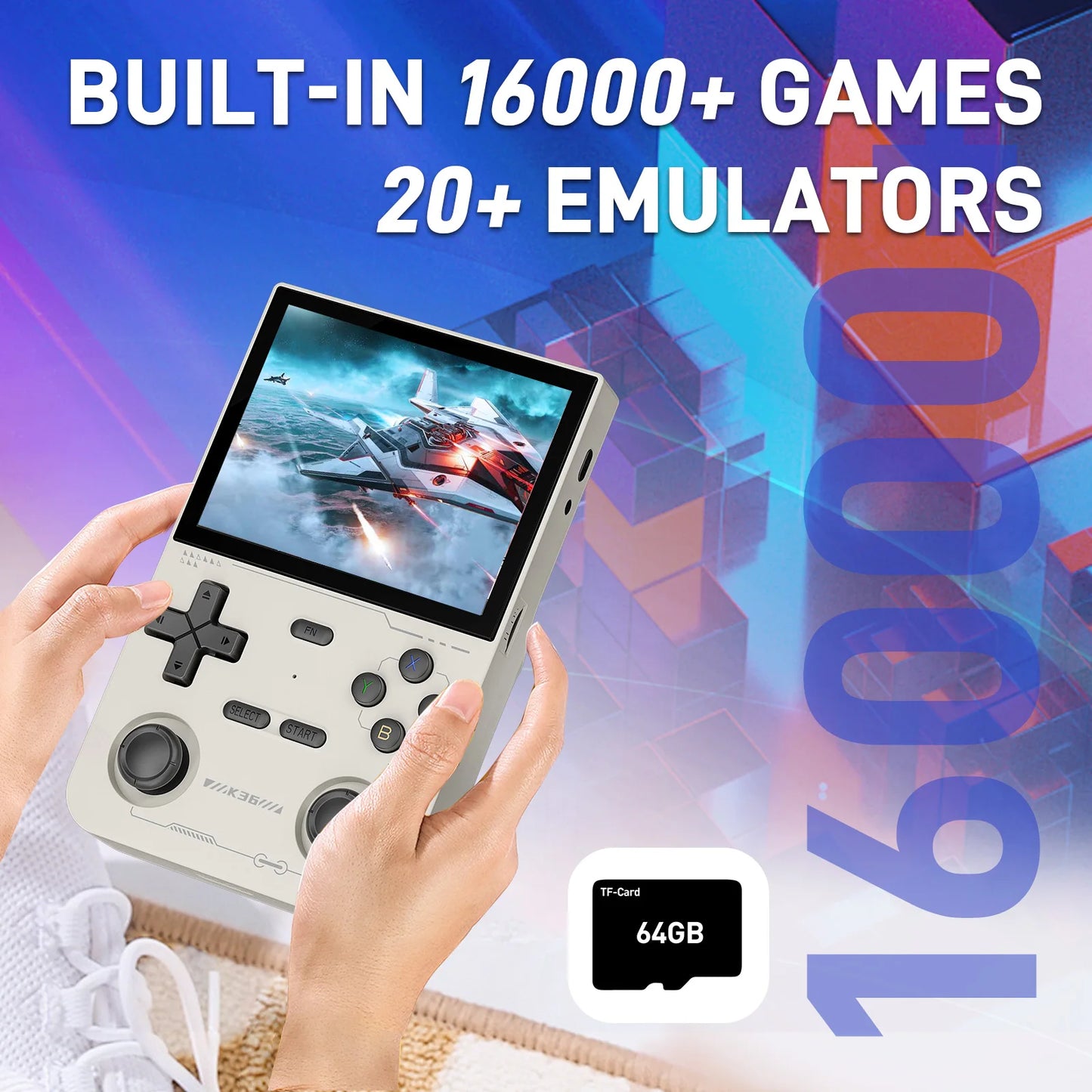 GAMINJA K36 Handheld Game Console 3.5Inch IPS 640x480 Screen Built in 64GB Simulator Games Portable Handheld Game Console