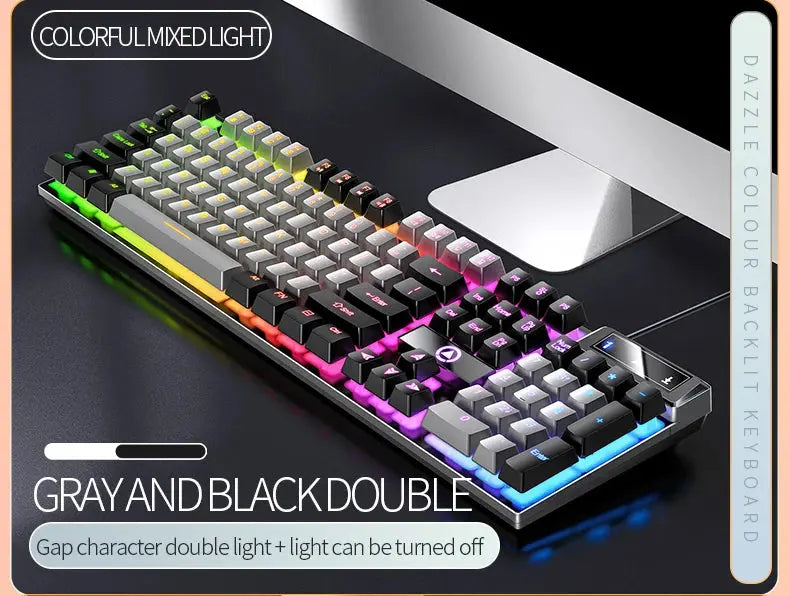 104 Keys Gaming Keyboard Wired Keyboard Color Matching Backlit Mechanical Feel Computer E-sports Peripherals for Desktop Laptop Deals 4 U  Gaming Accessories Deals 4 U