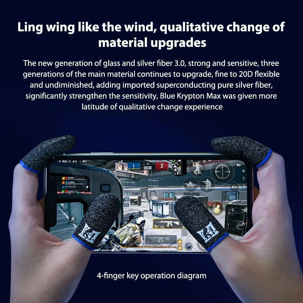 1Pair Finger Glove Fingertips Cot Sweatproof Gaming Finger Sleeves Breathable Game Controller Finger Sleeve for PUBG Mobile Game