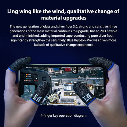 1Pair Finger Glove Fingertips Cot Sweatproof Gaming Finger Sleeves Breathable Game Controller Finger Sleeve for PUBG Mobile Game