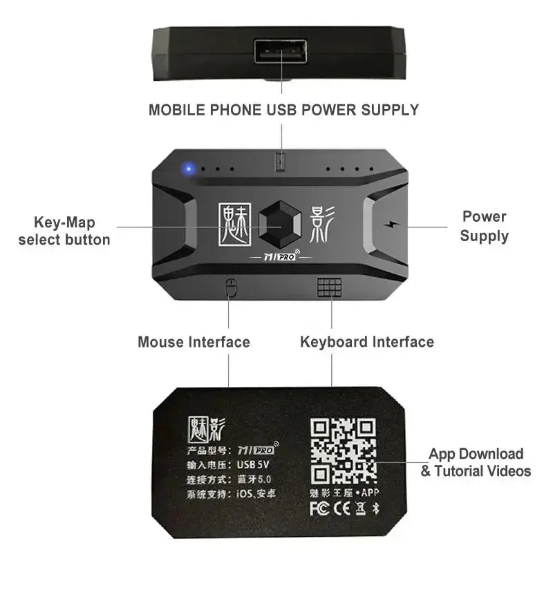 M1 Pro Gamepad Mobile Game Controller 4 in 1 Mouse Keyboard Converter BT V5.0 Programmable Adapter Support iOS Android System Deals 4 U  Gaming Accessories Deals 4 U