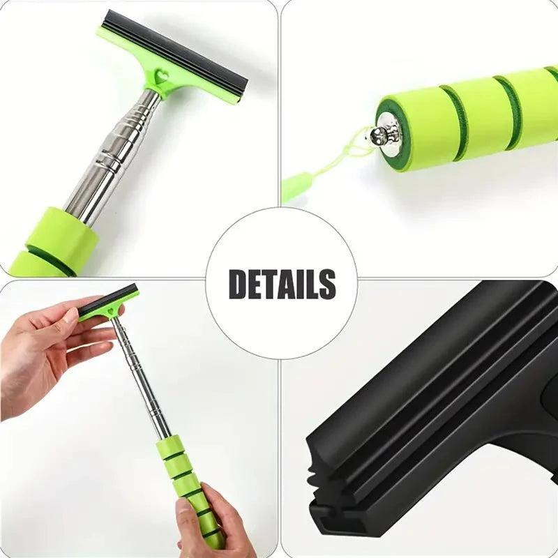 Car Rearview Mirror Wiper Telescopic Handle Car Rearview Mirror Wiper Durable Stainless Auto Glass Cleaning Tools Cleaning Brush Deals 4 U   Deals 4 U
