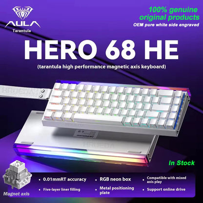 AULA HERO 68HE Magnetic Switch Gaming Keyboard RT0.01 E-sports Customize RGB Wired Mechanical Keyboard Ergonomics Accessories