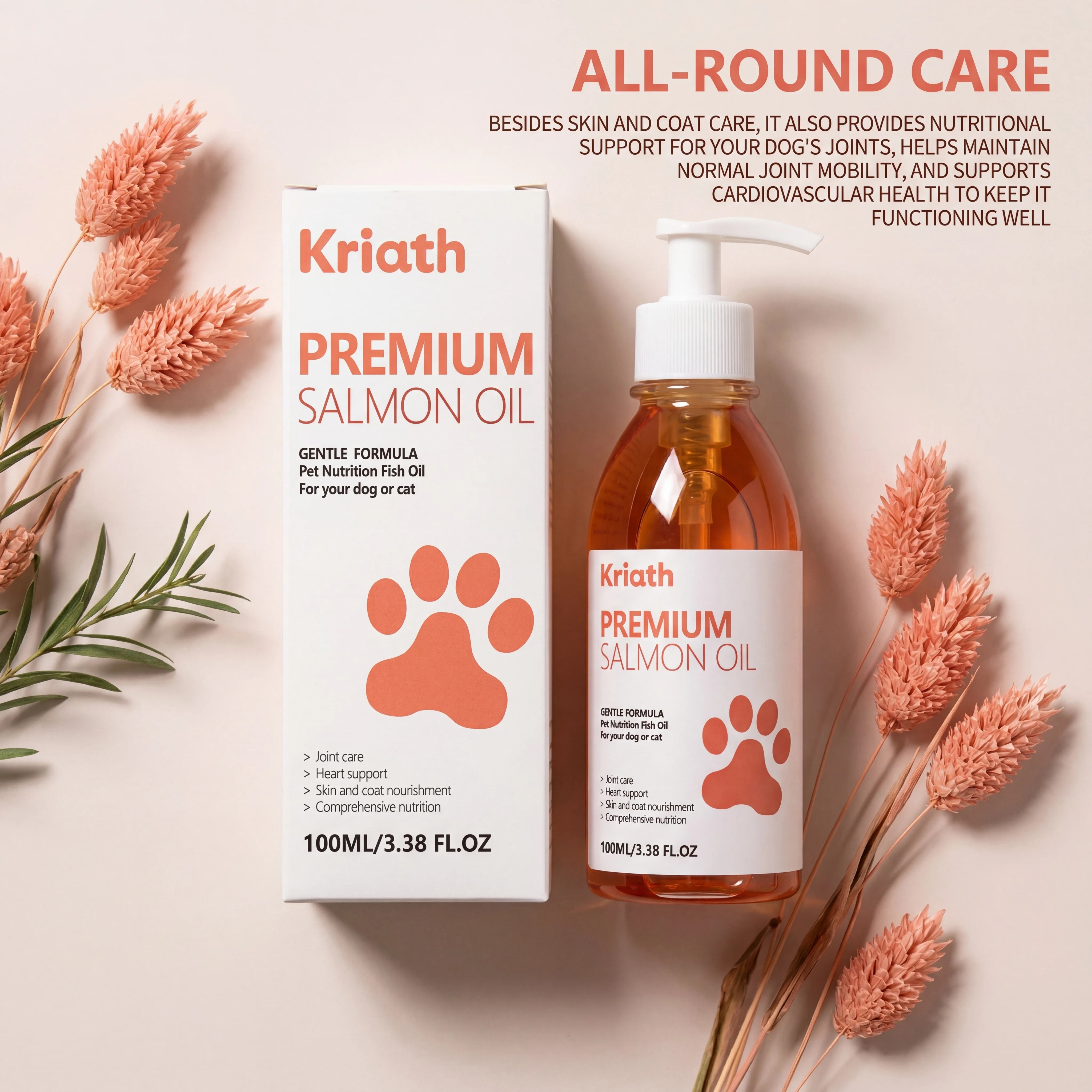 100ml Pure Salmon Oil for Dogs and Cats Omega 3 Fatty Acids Liquid Skin and Coat Supplement Joint Support Pet Health Supplies Deals 4 U   Deals 4 U