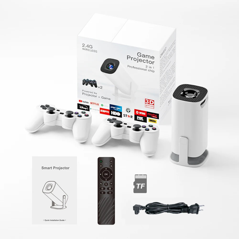 Android 11 Gaming Projector P30MAX 64GB TF Card Wireless Gaming Controller Dual WIFI 1280*720P Home Theater Portable Projector Deals 4 U   Deals 4 U