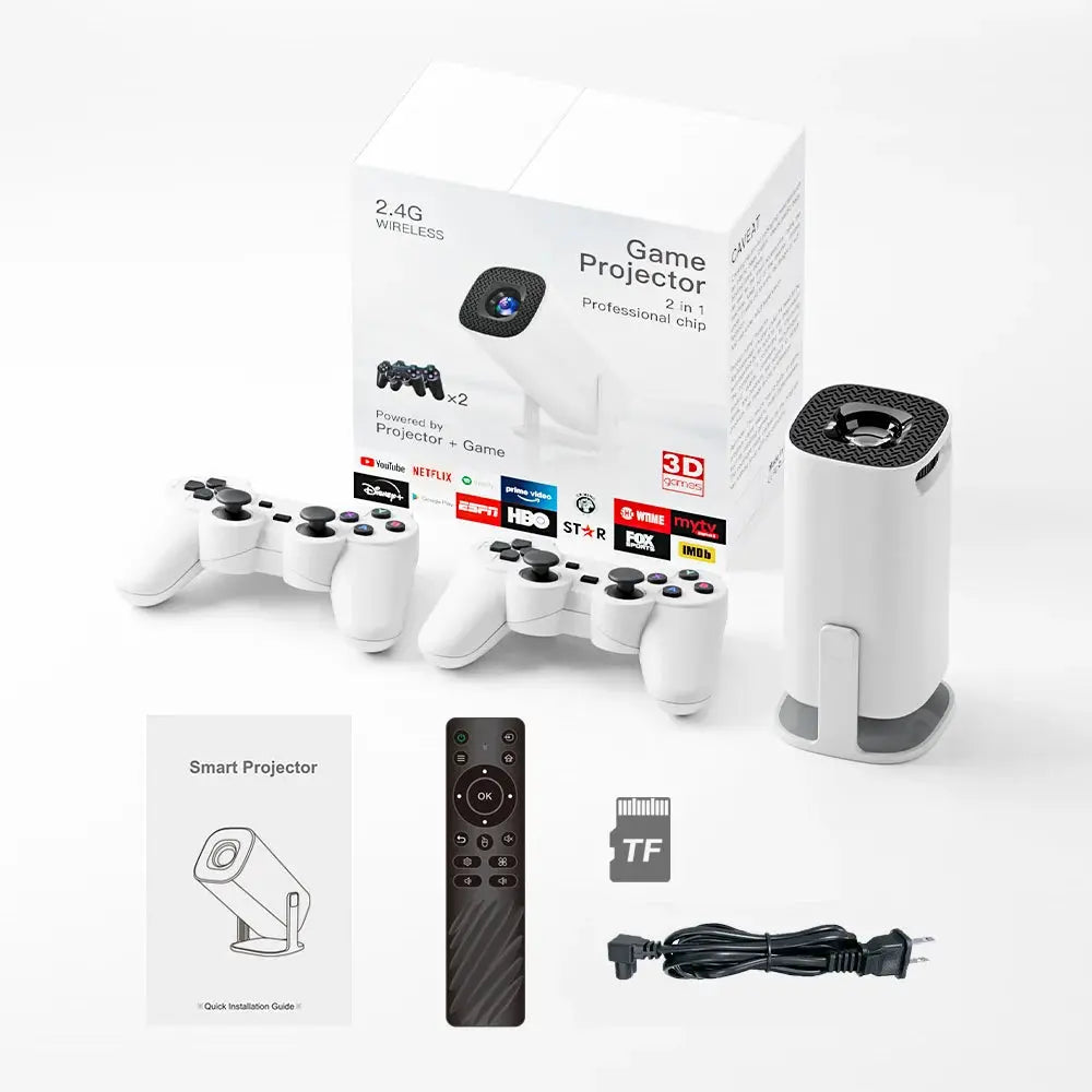 Android 11 Gaming Projector P30MAX 64GB TF Card Wireless Gaming Controller Dual WIFI 1280*720P Home Theater Portable Projector Deals 4 U  Gaming Accessories Deals 4 U
