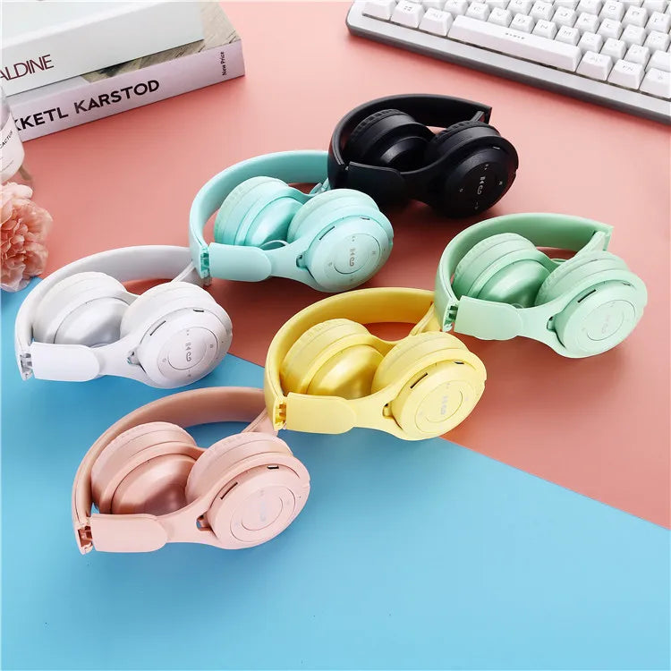 Wireless Bluetooth Headphone  Macaron Headphones Stereo Headband Gaming Headset with Mic Gamer Girl Gift for Mobile Tablet