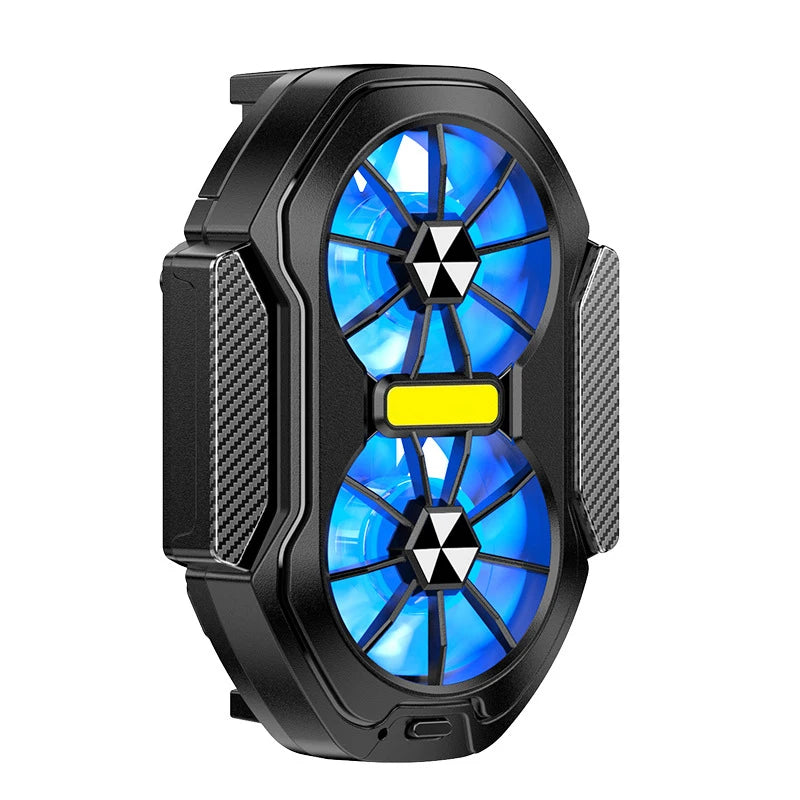 Dual Fan Mobile Phone Cooler Plug-in/Rechargeable Phone Cooler Air Cooling Type-C with Blue Light for Android Smartphones iPhone Deals 4 U   Deals 4 U