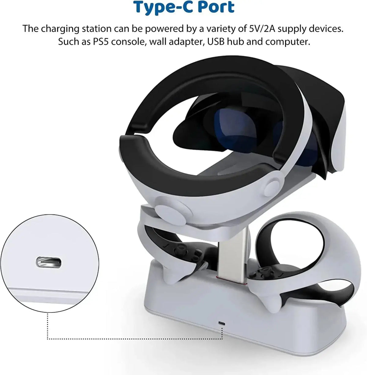 Controller Charging Dock for PS5 VR2 Charging Station with VR Headset Holder Display Stand PS VR2 Controller Charger for PS VR2 Deals 4 U  Console Accessories Deals 4 U