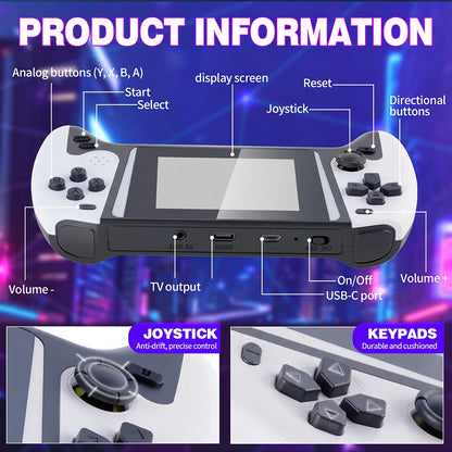 Handheld Game Console, Single Game Console, 3.5-inch Large-screen Classic Mini Game Console, More Than 8H Play Time, TV Output, External Gamepad, Portable Game Console for Valentine's Day Gift