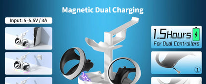 Controller Charging Dock for PS5 VR2 Charging Station with VR Headset Holder Display Stand PS VR2 Controller Charger for PSVR2