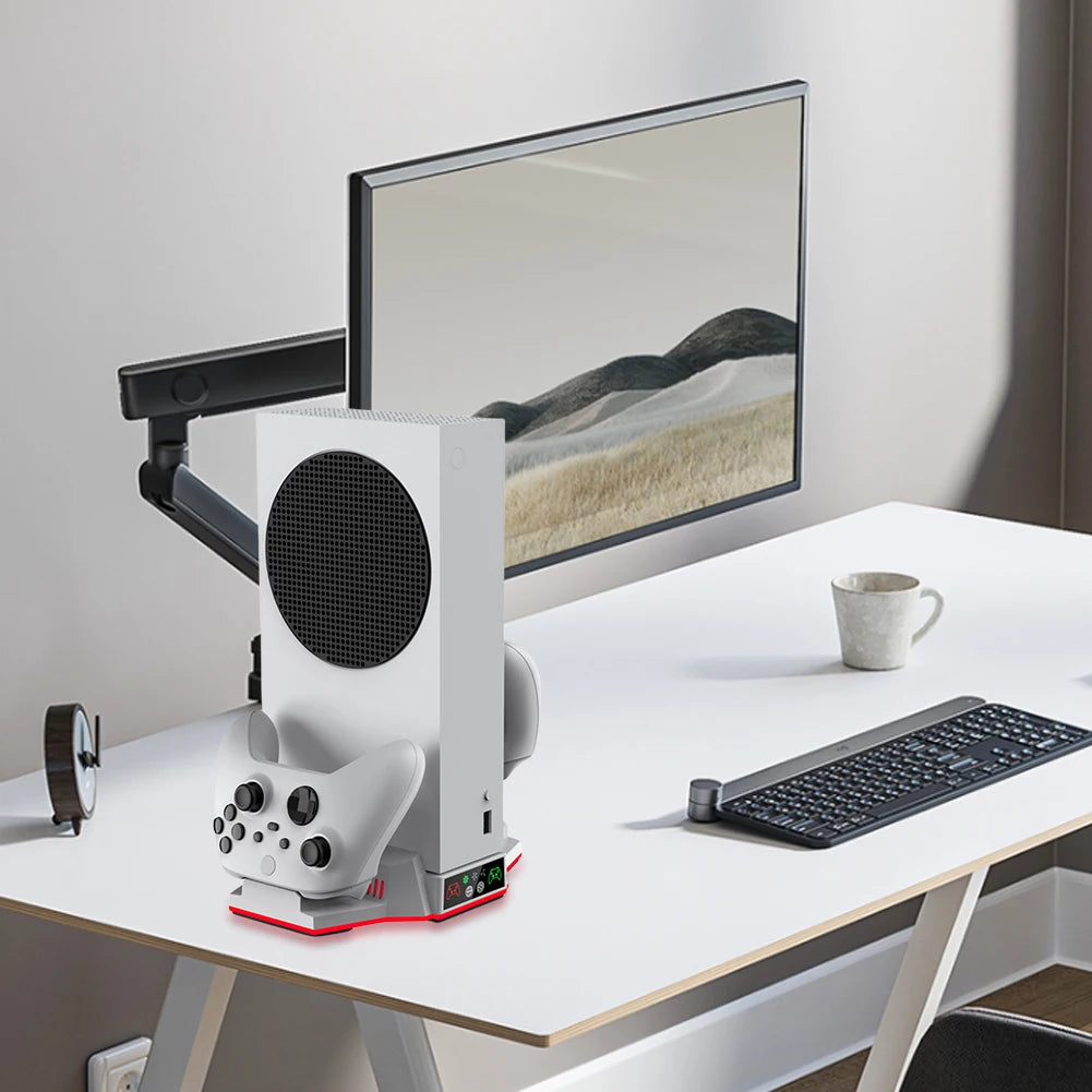 RGB Cooling Stand Charging Station Dock with USB 2.0 Port Cooling Fan & Charging Stand for Xbox Series X Console & Controller