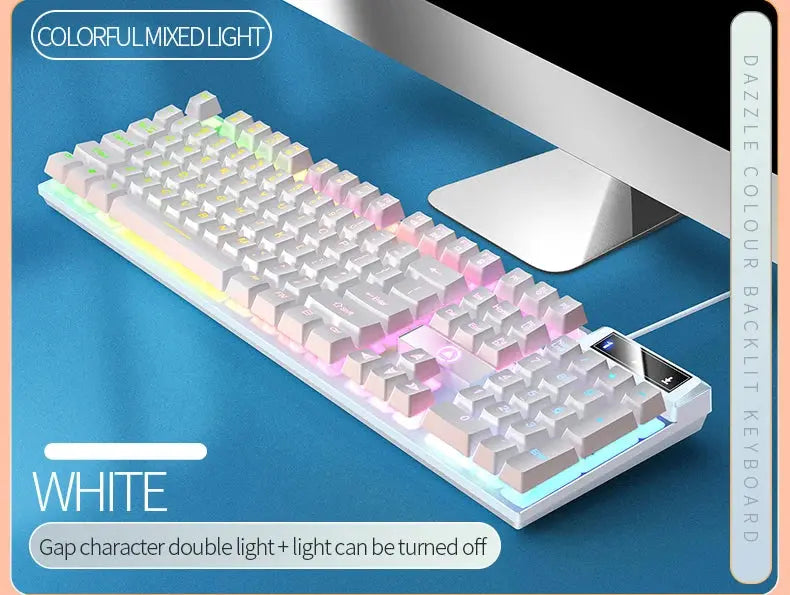 104 Keys Gaming Keyboard Wired Keyboard Color Matching Backlit Mechanical Feel Computer E-sports Peripherals for Desktop Laptop Deals 4 U  Gaming Accessories Deals 4 U