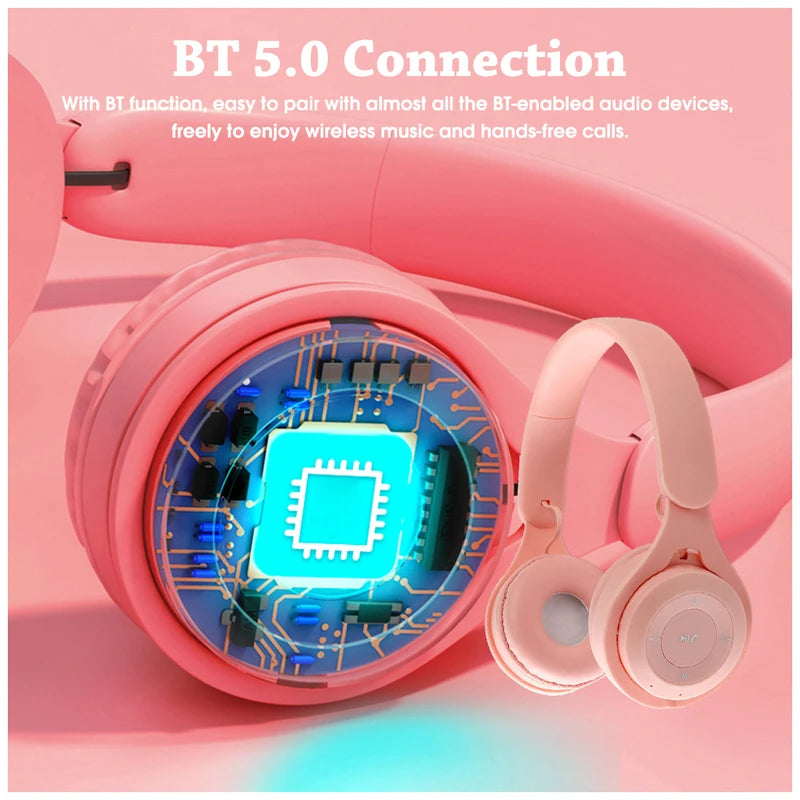 Wireless Bluetooth Headphone  Macaron Headphones Stereo Headband Gaming Headset with Mic Gamer Girl Gift for Mobile Tablet