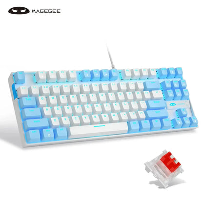 MageGee 75% Mechanical Gaming Keyboard, Blue Switch, LED Blue Backlit, 87 Keys Compact TKL Wired Keyboards for Windows Laptop PC Deals 4 U  Gaming Accessories Deals 4 U