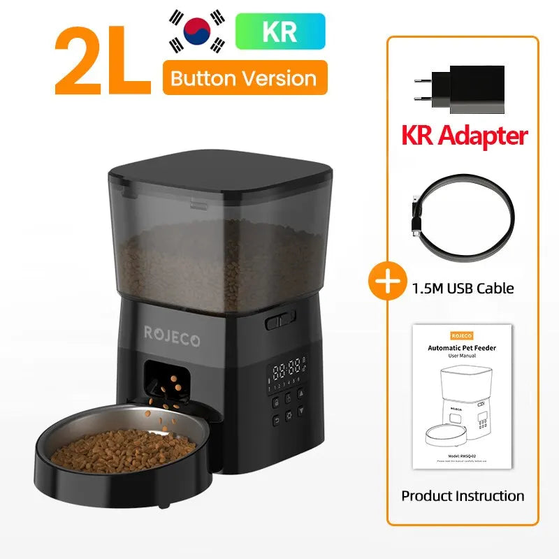 ROJECO Automatic Pet Feeder Button Version Auto Cat Food Dispenser Accessories Smart Control Pet Feeder For Cats Dog Dry Food Deals 4 U  Automatic Pet Feeder Deals 4 U