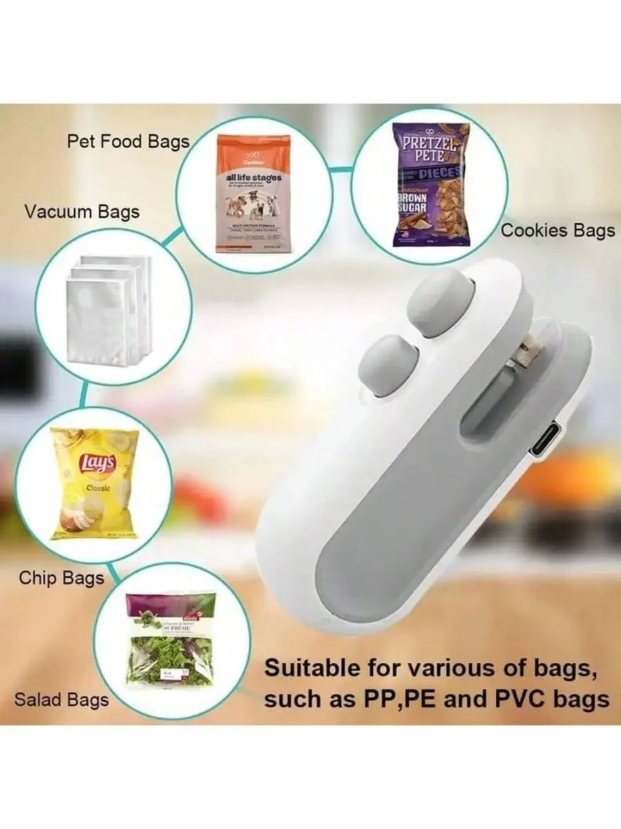 1pc Mini Food Sealer Machine, Portable Household Plastic Bag Sealing Device, Moisture-Proof & Fresh-Keeping Deals 4 U   Deals 4 U