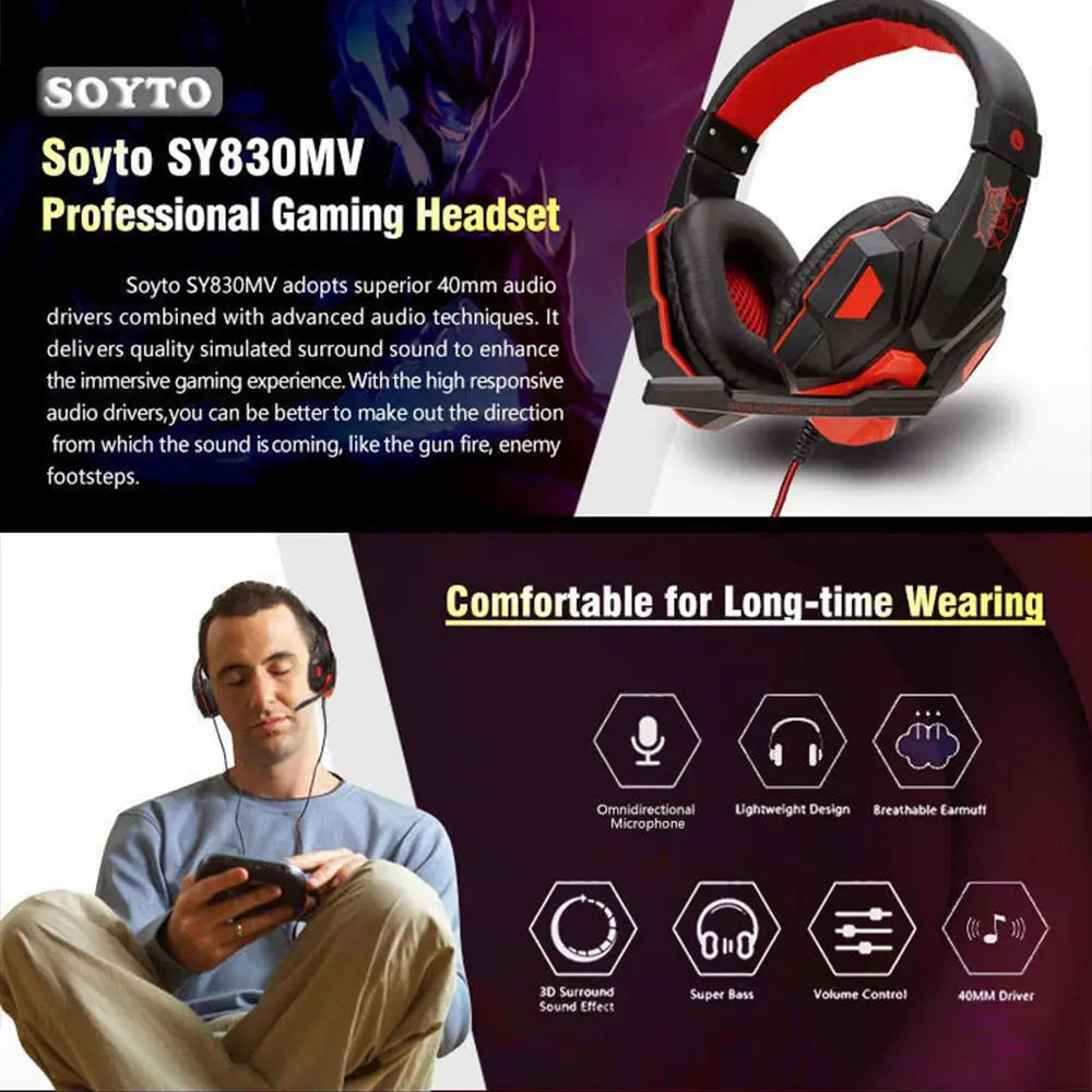 Wired Gaming Headphone PS4/PS5/Xbox/Smartphone/PC Headset 120° Adjustable Gamer Headset with Noise Cancelling Microphone Deals 4 U  Gaming Accessories Deals 4 U