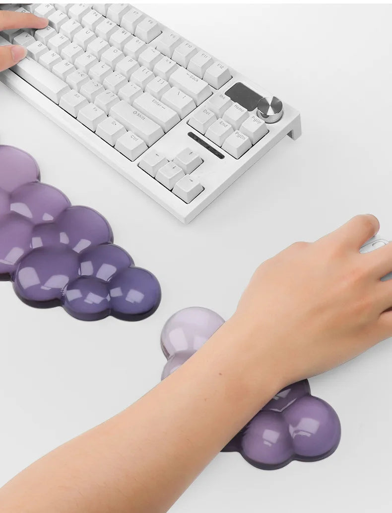 Ergonomic Cloud Silicone Wrist Rest Pad, Soft Comfort Wrist Support Cushion for Keyboard Mouse, Gaming Office Laptop PC