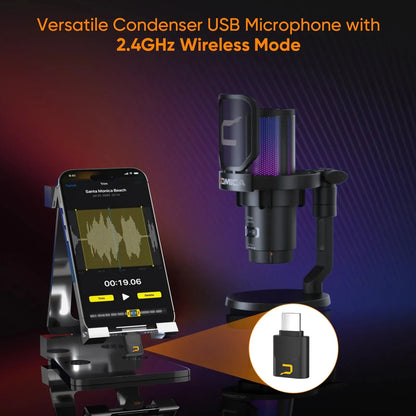COMICA Uni Pro Wireless USB Gaming Microphone for PC Laptop Smartphone Noise Cancellation Condenser Mic with RGB Lights Deals 4 U  Streaming Equipment Deals 4 U