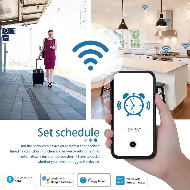 Tuya Smart Socket EU16A/20A Wifi Smart Plug With Power Monitoring Smart Life APP Remote Control Support Google Assistant Alexa Deals 4 U   Deals 4 U