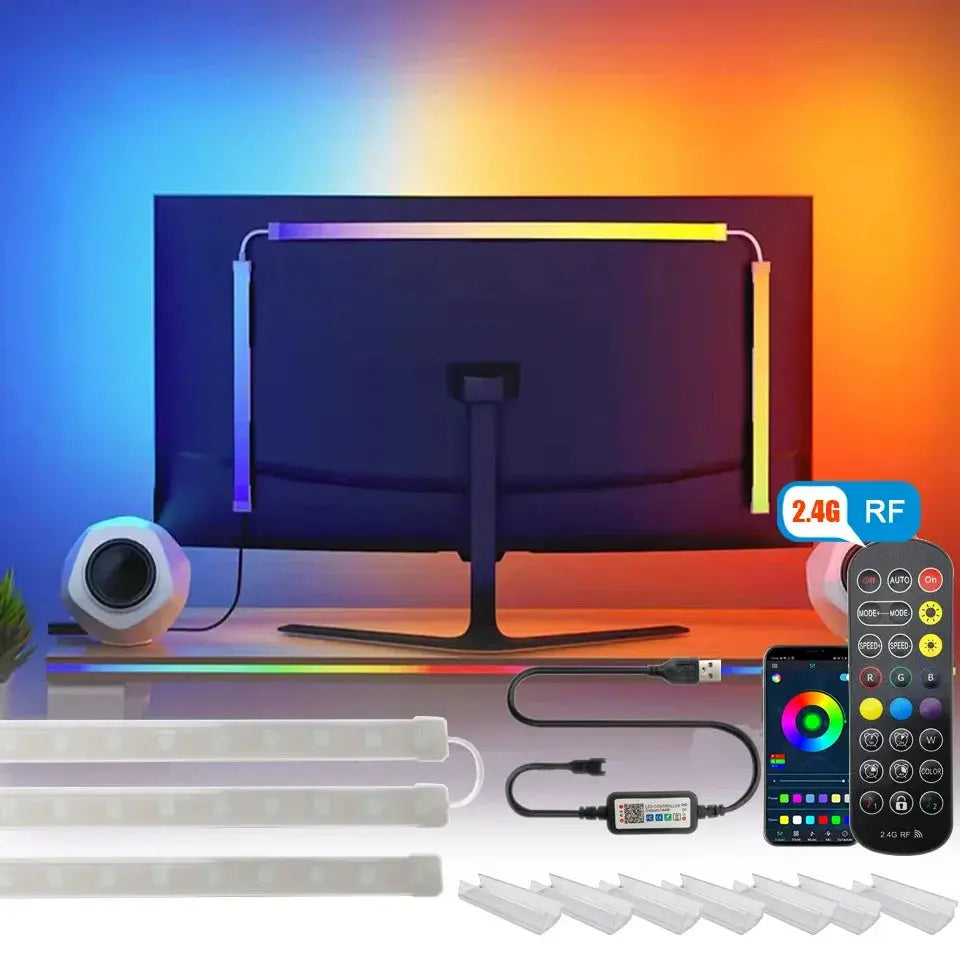 Computer Screen Light Strip Monitor RGBIC Bluetooth LED Lights Ambient Lighting Music Sycn APP Control PC Backlight Game Room Deals 4 U  RGB Hexagon Wall Lights Deals 4 U