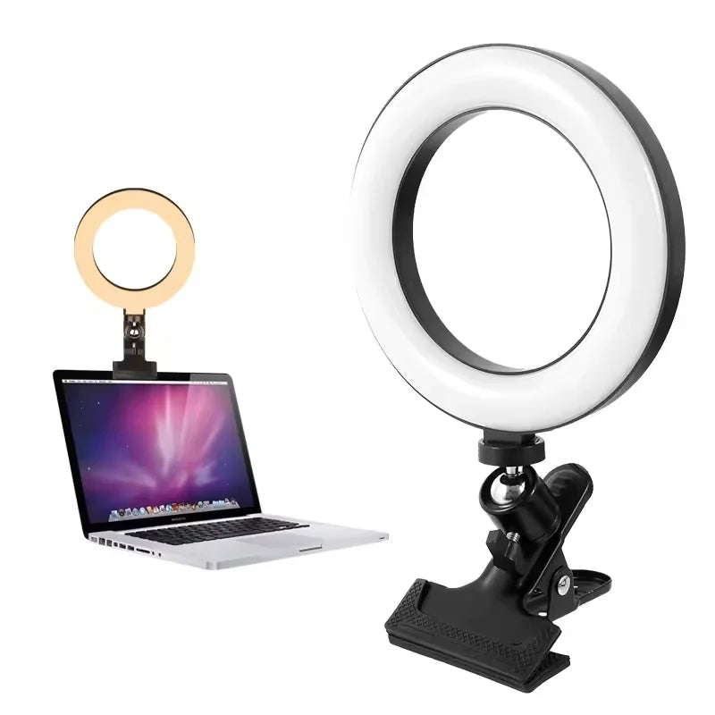Clip-on ring light lighting kit, phone selfie light, 3-stop webcam, photography accessories, auto projection, 6-inch fill light Deals 4 U  Streaming Equipment Deals 4 U
