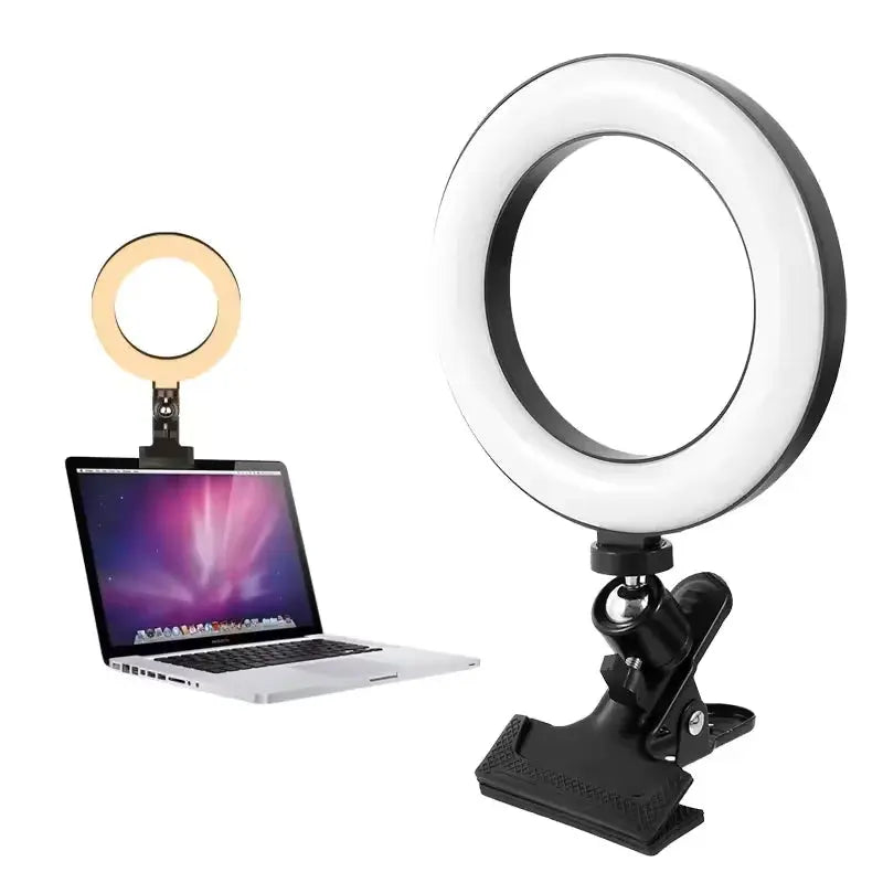 Clip-on ring light lighting kit, phone selfie light, 3-stop webcam, photography accessories, auto projection, 6-inch fill light Deals 4 U  Streaming Equipment Deals 4 U
