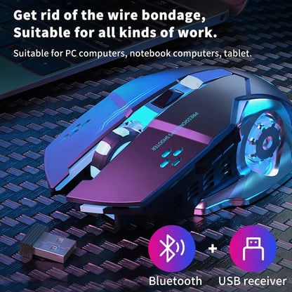 Rechargeable Wireless Mouse Gaming Computer Silent Bluetooth Mouse USB Mechanical E-Sports Backlight PC Gamer Mouse For Computer Deals 4 U  Gaming Accessories Deals 4 U