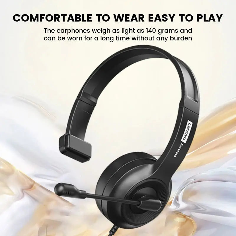 Lenovo E06 Single Ear Wired Headphone With Microphone Stereo Effect Business Meeting Office HD Call Scalable Gaming Headsets Deals 4 U  Gaming Accessories Deals 4 U