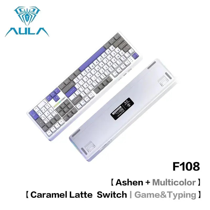 AULA F108Pro/F108 Wireless Bluetooth tri-mode connection, multi-functional display, Gasket structure, RGB lighting effects Deals 4 U  Streaming Equipment Deals 4 U