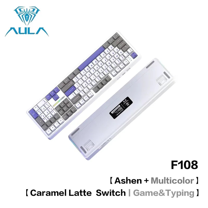 AULA F108Pro/F108 Wireless Bluetooth tri-mode connection, multi-functional display, Gasket structure, RGB lighting effects Deals 4 U   Deals 4 U