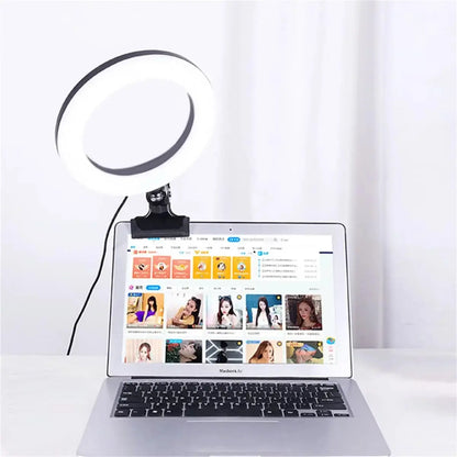 Clip-on ring light lighting kit, phone selfie light, 3-stop webcam, photography accessories, auto projection, 6-inch fill light Deals 4 U  Streaming Equipment Deals 4 U