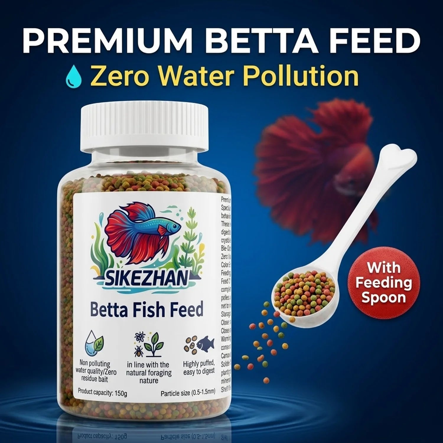Professional Betta Fish Food Pellets High Protein Color Enhancing Nutritious Feed for Tropical Fighting Fish with Feeding Spoon Deals 4 U   Deals 4 U