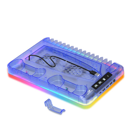 GAMINJA P58 RGB Cooling Stand For PS5 Slim Console Gamepad Charging Base Headset Hook Game CD Storage Rack For PS5 Disc&Digital