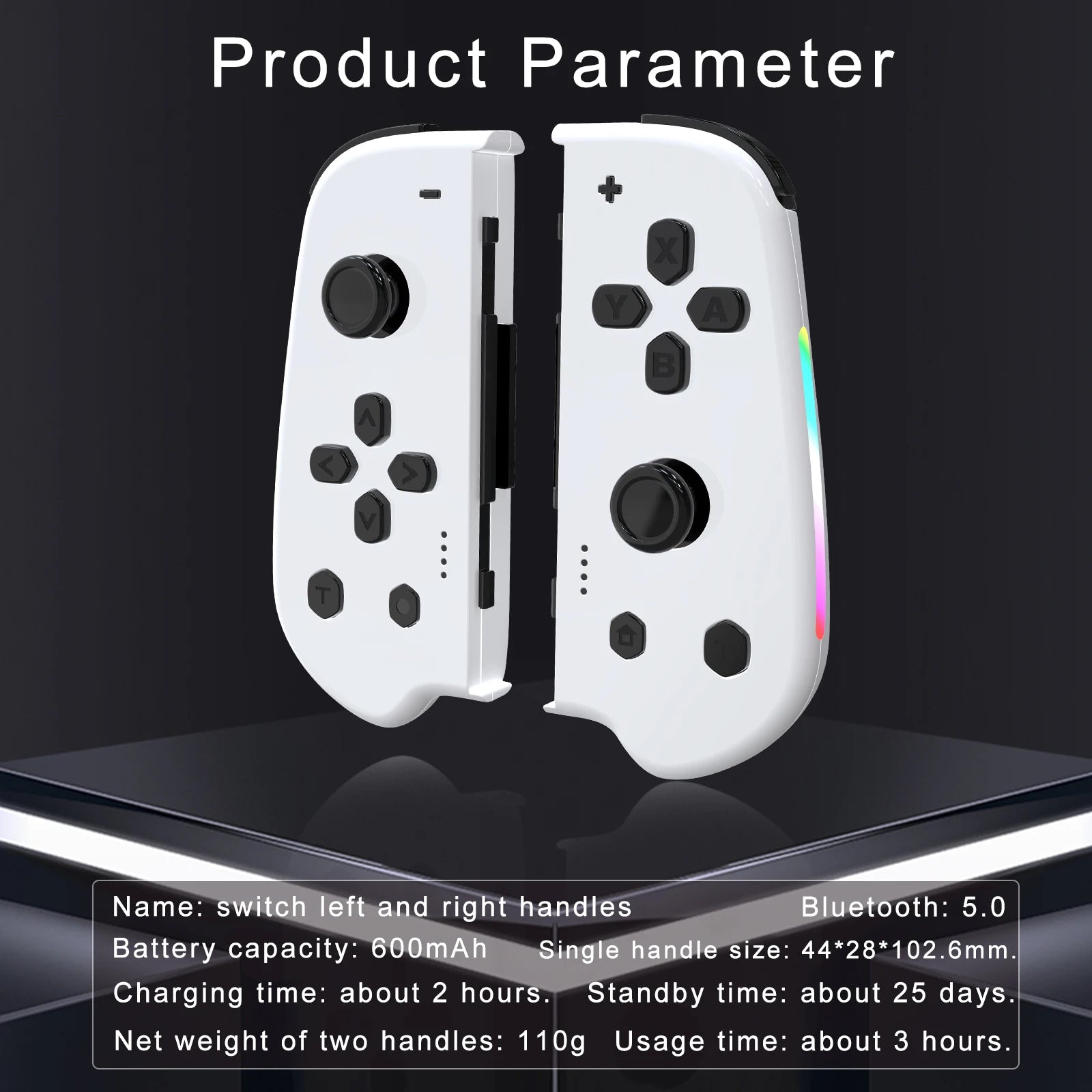 GAMINJA Wireless Joypad Controller for Switch Game Console with RGB Lamp L/R Handle Grip Wake up Screenshot Function Deals 4 U   Deals 4 U