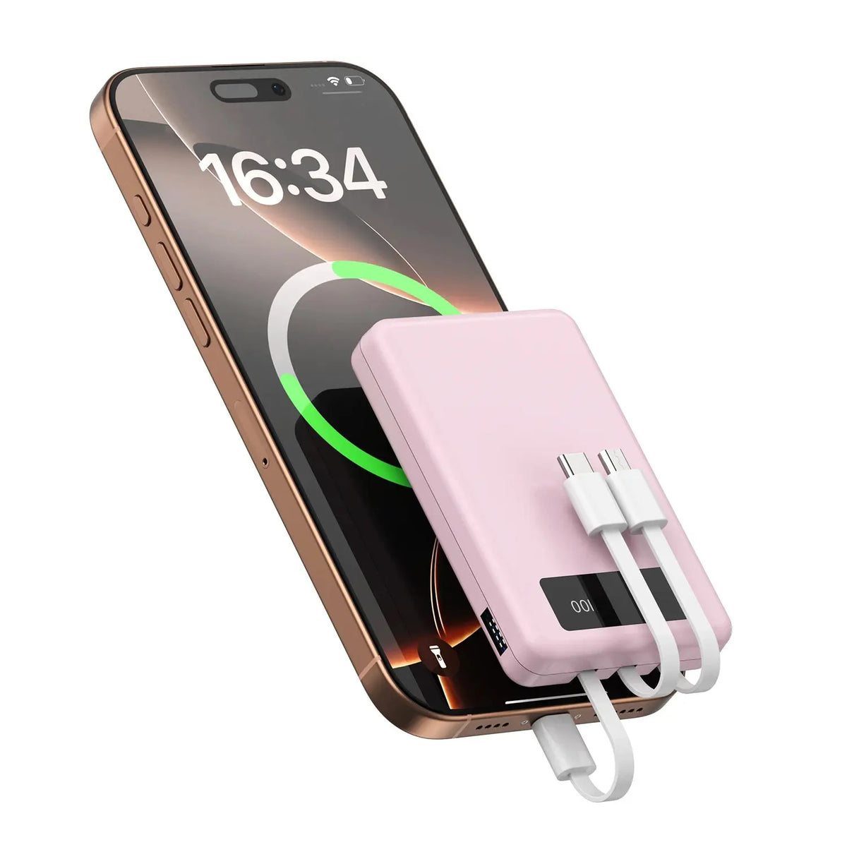 Mini Slim 10000mAh Portable Power Bank, Built-in LED Digital Display, 1 USB-A Port & 3 Integrated Cables, Small Lightweight Design, Multi-Device Simultaneous Charging for Travel, Camping and Emergency, Compatible with Android Deals 4 U  Mobile Gaming Deals 4 U