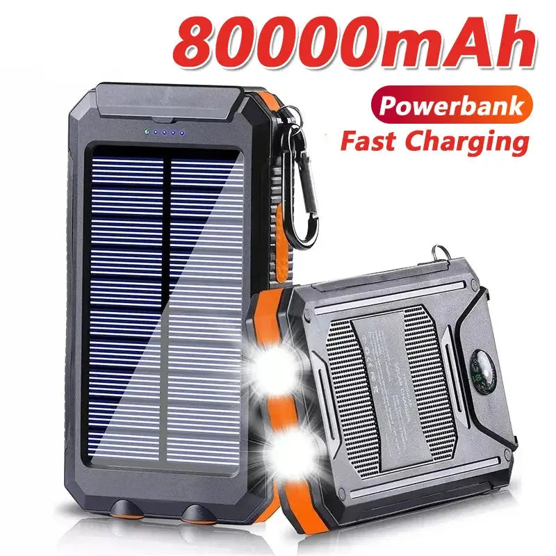Solar Power Bank 80000mAh Portable Charging Poverbank External Battery Charger Strong Light LDE Light for All Smartphones Deals 4 U  Mobile Gaming Deals 4 U