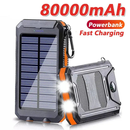 Solar Power Bank 80000mAh Portable Charging Poverbank External Battery Charger Strong Light LDE Light for All Smartphones Deals 4 U  Mobile Gaming Deals 4 U