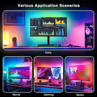 LED RGB Gaming Ambient Light Flexible Silicone Backlight Smart Desk Light Bar Eye Protection LED Lamp for Monitor Office Reading