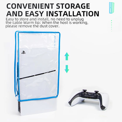 For PS5 Slim Console Dust Cover Dustproof Transparent Case Dustprevent Bag Game Accessories For Disc Version & Digital Edition