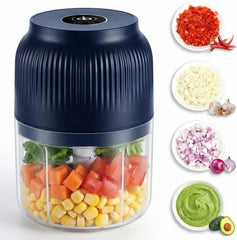 300ml Capacity Electric Garlic Chopper, Mini Portable Veggie Cutter, 4 Sharp Stainless Steel Blades Mini Electric Food Chopper, Compact Size, Easy to Clean, One-Touch Operation (Blue) Deals 4 U  Smart Home Gadget Deals 4 U