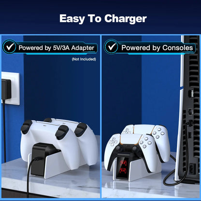 For PS5 Controller Charger DualSense Charging Station Dual Charging Dock Charger Stand for PlayStation5 Wireless Game Controller Deals 4 U  Console Accessories Deals 4 U