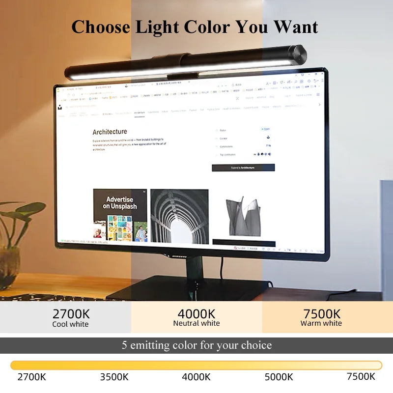 Curved RGB LED Monitor Light Bar Computer Screen lamps PC Desk Lamp USB Touch Dimmable Reading Office Gaming Gamer Lighting