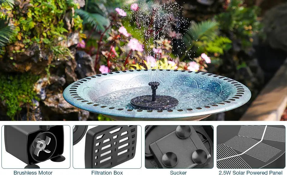Solar Water Fountain Pool Pond Waterfall Fountain Garden Decoration Outdoor Bird Bath Solar Powered Floating Water Pump Deals 4 U   Deals 4 U